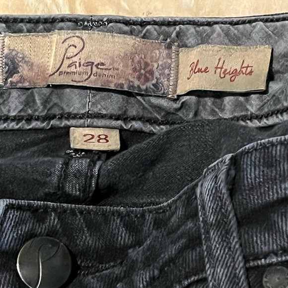 PAIGE Blue Heights Dark Black Straight Long Jeans - Picture 6 of 6